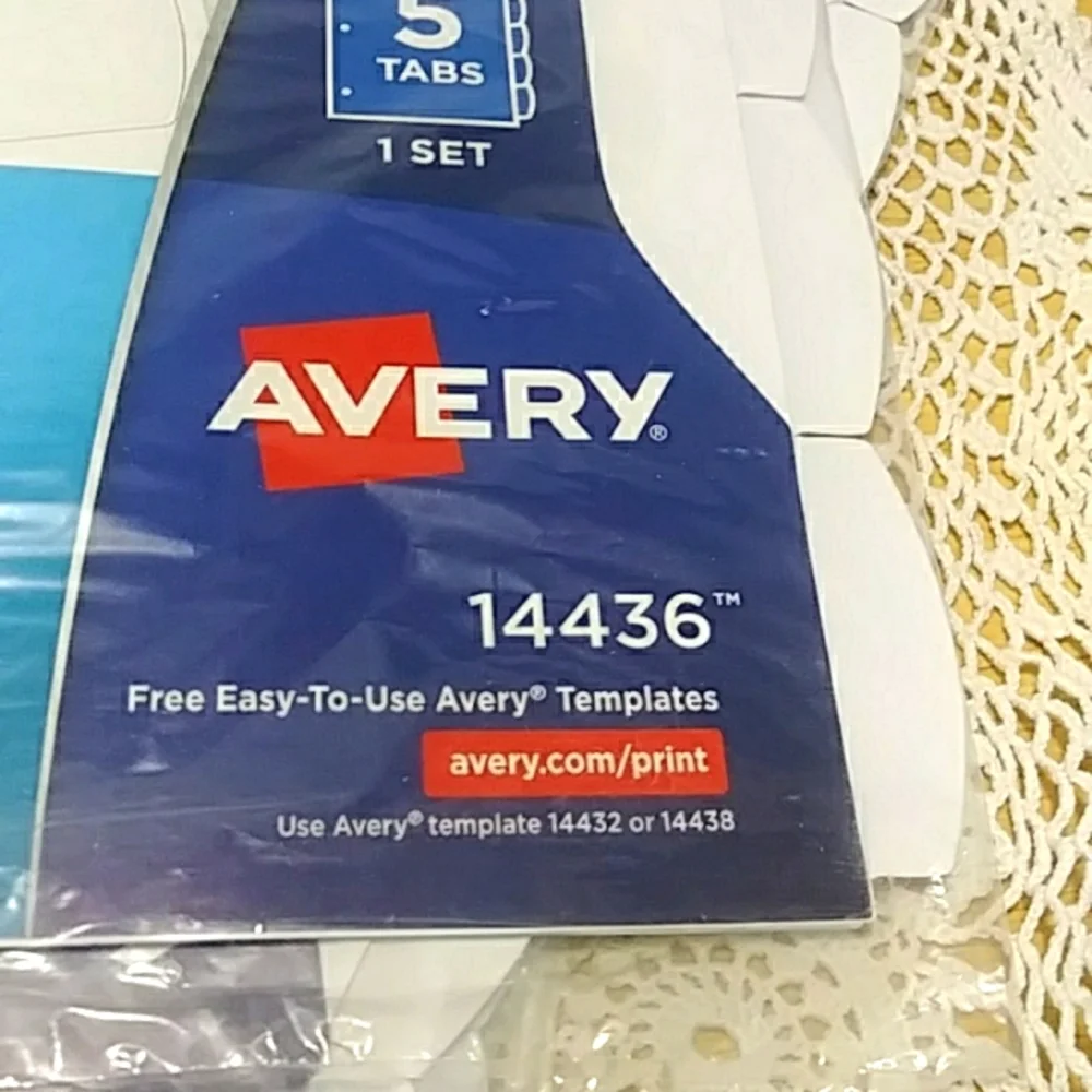 5 packs Avery 14436 Big Tab Printable White Label 3-Ring Binder Dividers